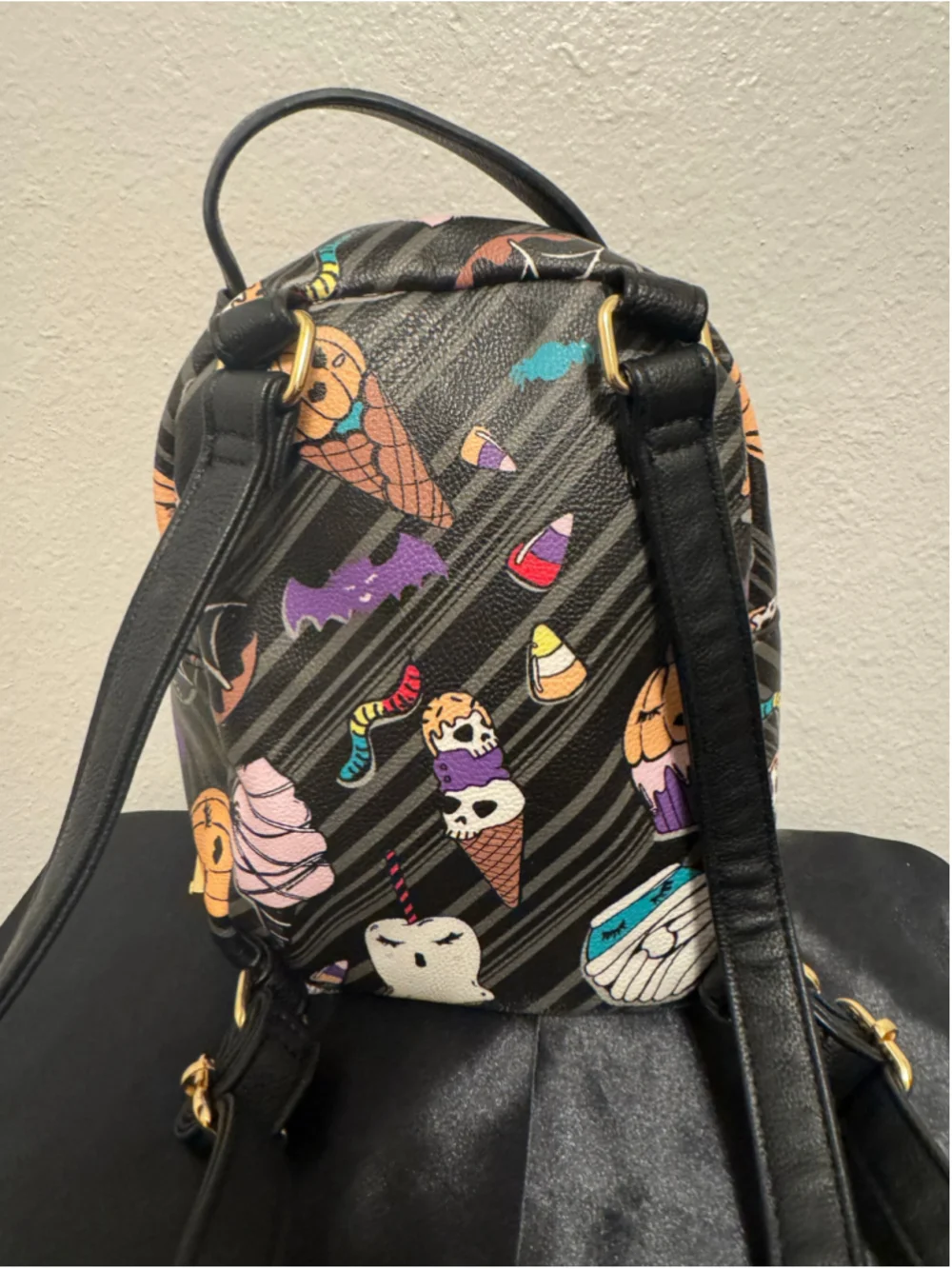 RARE Betsey Johnson Kitsch Halloween Vampire Dog Mini Backpack Spooky